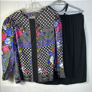Tracy Richards Vintage Floral Jacket and Skirt Set Size 16 Excellent Condition